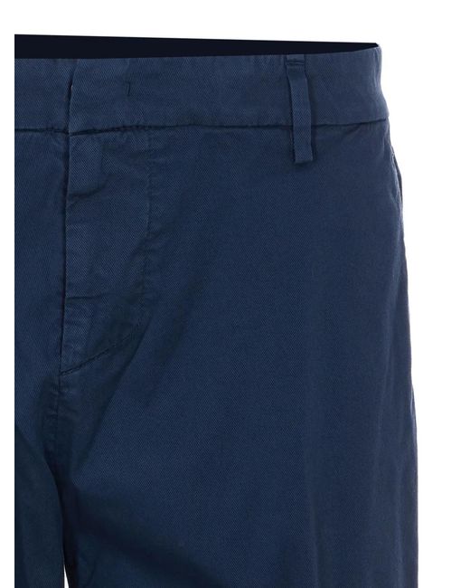 Dondup Blue Button Closure Cuffed Trousers for men