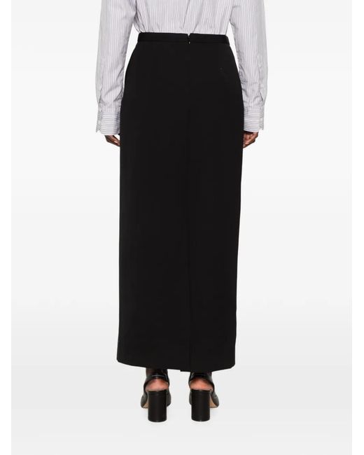 Maison Mihara Yasuhiro Black Logo-Patch Maxi Skirt
