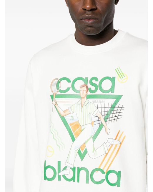 Casablancabrand Green Logo-print Organic Cotton Sweatshirt for men