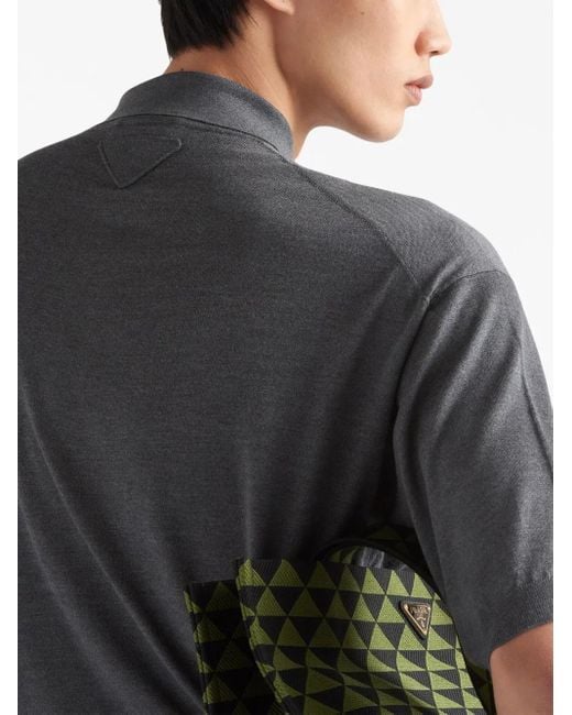 Prada Gray Dark Silk Polo Shirt for men