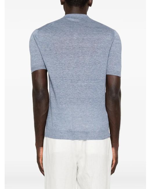 Gran Sasso Blue V-Neck T-Shirt for men