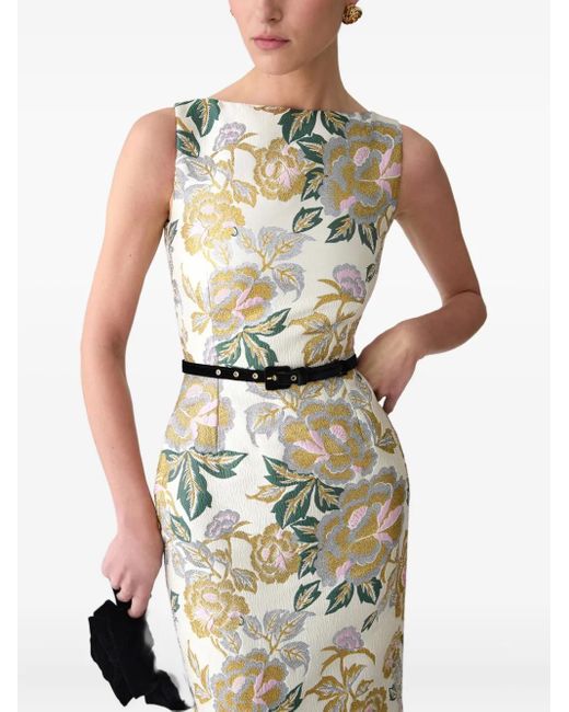 Robe Longue À Fleurs En Jacquard Carolina Herrera en coloris Metallic