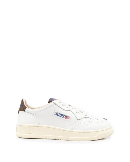 Autry White Medalist Logo-Patch Panelled Sneakers