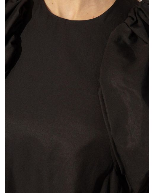 Noir Kei Ninomiya Black Puff-sleeve Midi Dress