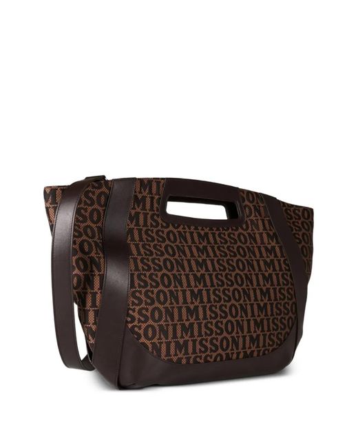 Missoni Brown Logo-Pattern Tote Bag