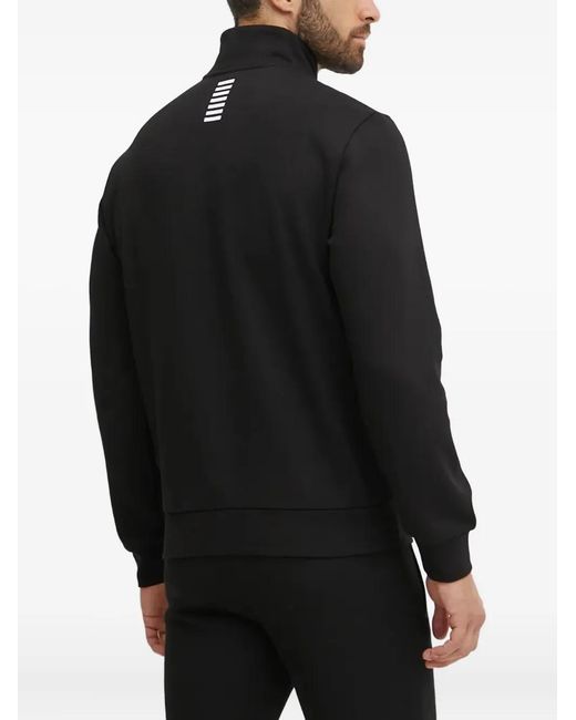EA7 Black Zip-Up Sweatshirt for men