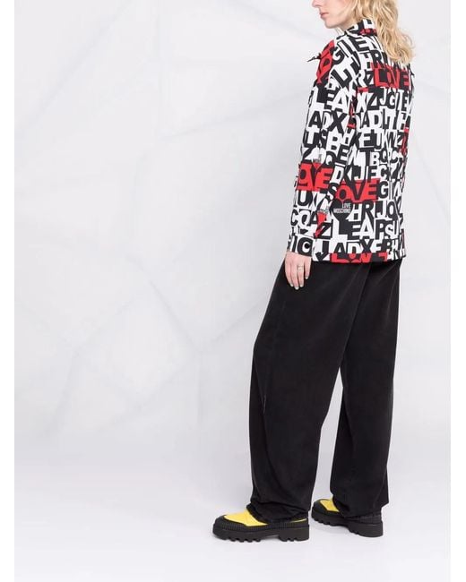 Love Moschino Red Alphabet-Print Jacket