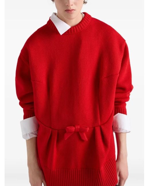 Prada Bow-detail Sweater Red