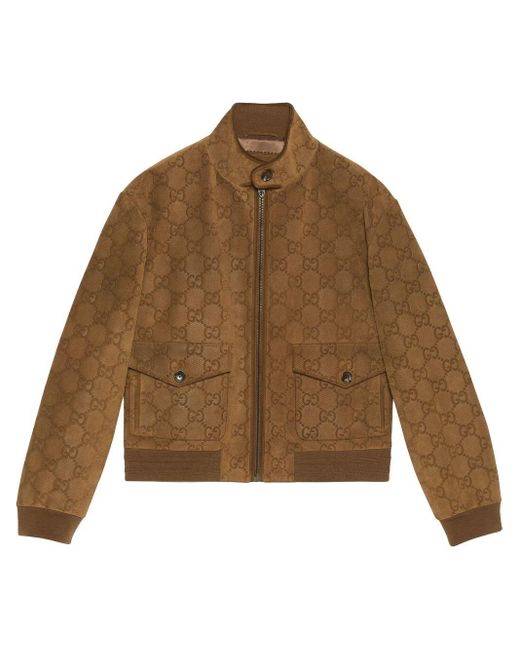 Gucci GG Suede Bomber Jacket in Brown for Men | Lyst