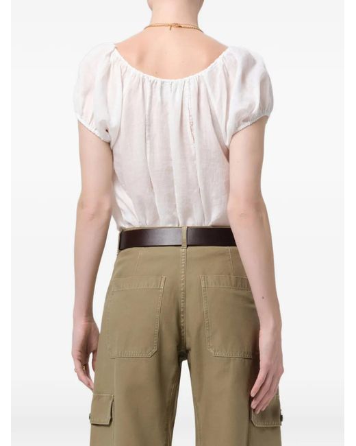 Citizens of Humanity White Tatev Lace-Insert Top