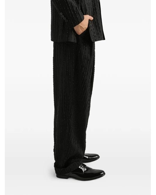 Dolce & Gabbana Black Embellished-Stripe Trousers for men