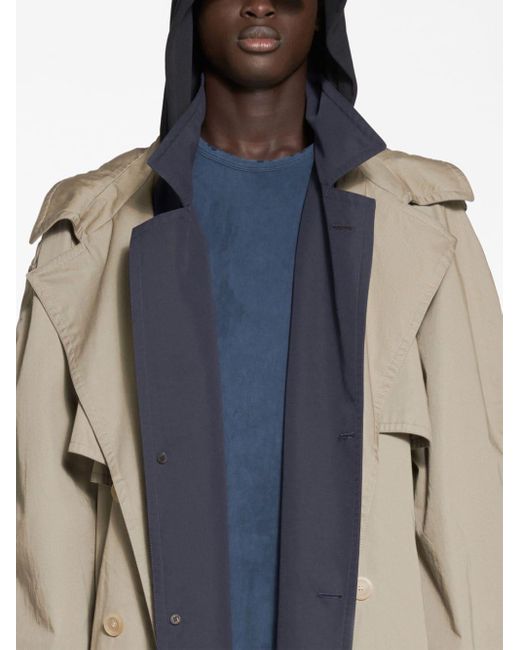 Balenciaga Paris All In Layered Trench Coat in Blue for Men | Lyst