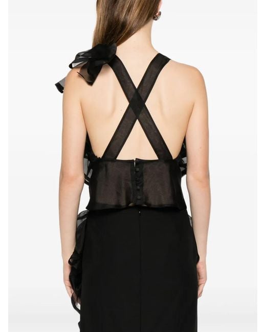 Viktor & Rolf Black Ruffled Volant Top
