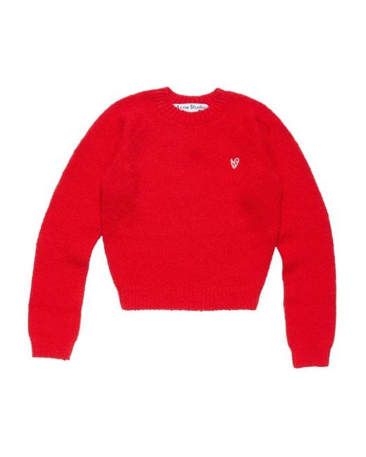 Acne Heart-Embroidered Raglan-Sleeve Sweater