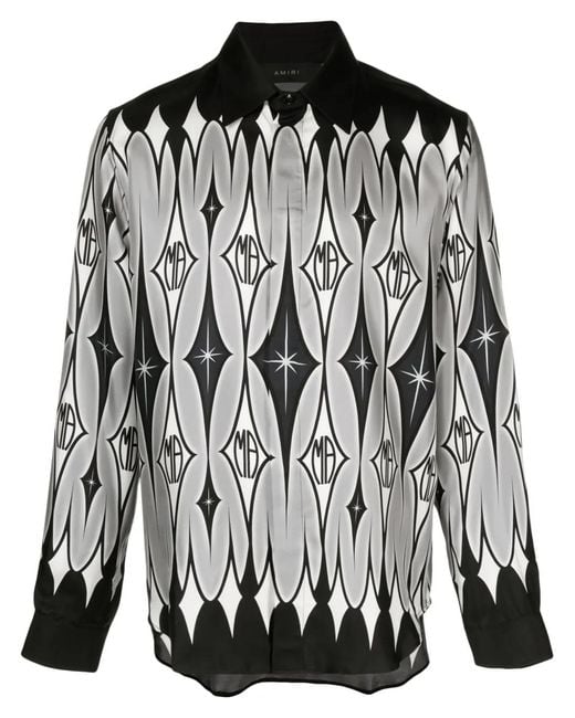 Amiri Multicolor Silk Argyle Print Shirt for men