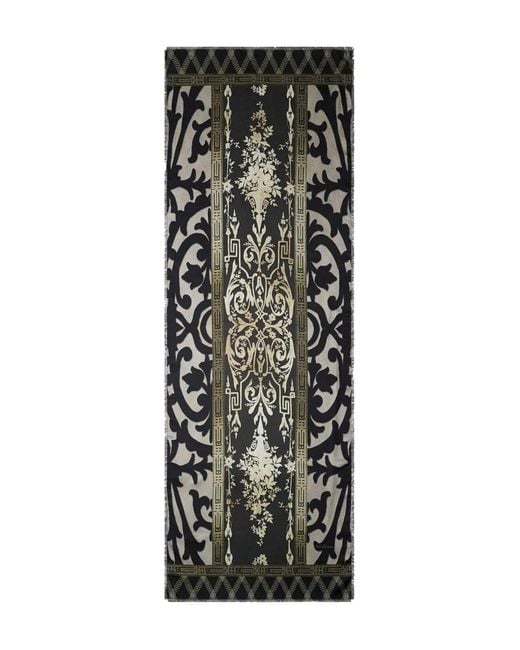 Pierre Louis Mascia Black Geometric-Pattern Silk Scarf