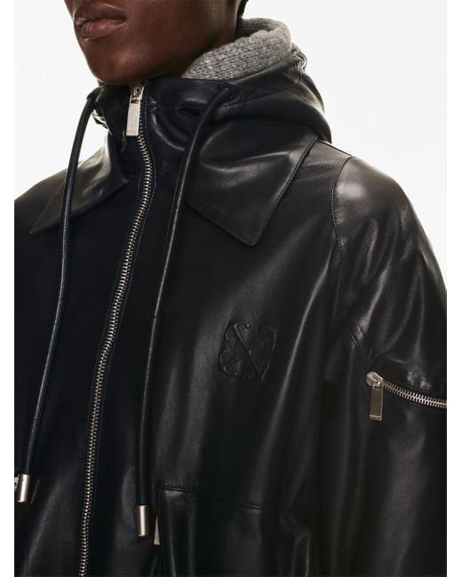 Off-White c/o Virgil Abloh Arrow Pocket-detail Leather Jacket in Black for  Men