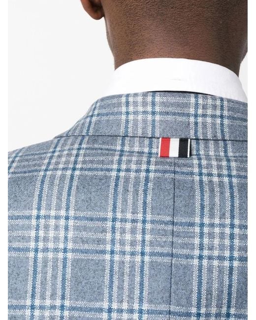 Thom Browne Blue Check-Print Wool-Cashmere Suit Jacket for men