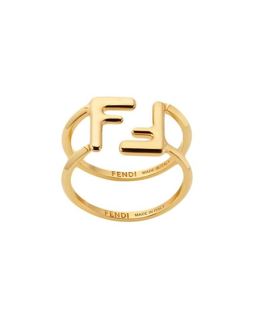Fendi Ring Met Logo in het Metallic