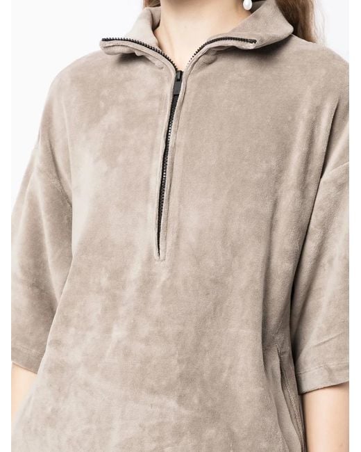 Fear Of God Natural Velour Mock-Neck Half-Sleeve Top