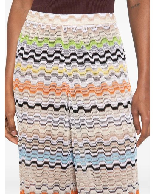 Missoni White Zigzag Knit Palazzo Pants