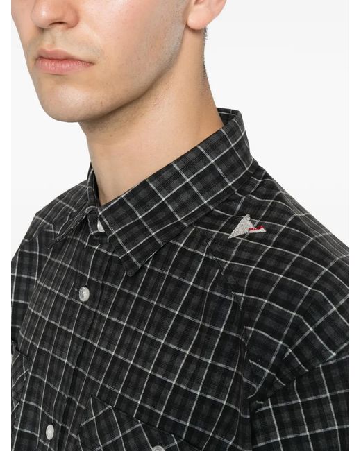 Roa Gray Check-Print Short-Sleeve Shirt for men