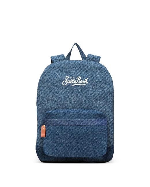 Mc2 Saint Barth Blue Logo Pocket Backpack for men