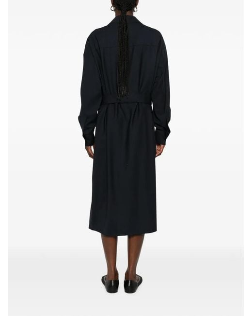 Fabiana Filippi Black Robe Mi-Longue À Taille Ceinturée Et Poches