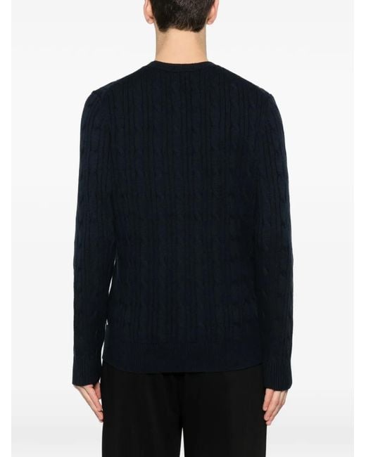 Boss Black Cable-Knit V-Neck Sweater for men