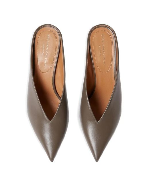 Stella McCartney Brown Pointed-Toe V-Cut Mules