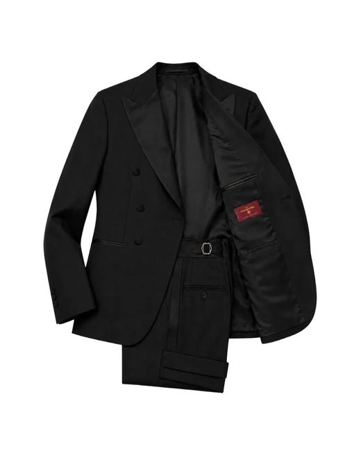 Franzese Collection Black Beckham Satin-Lapel Tuxedo Suit for men