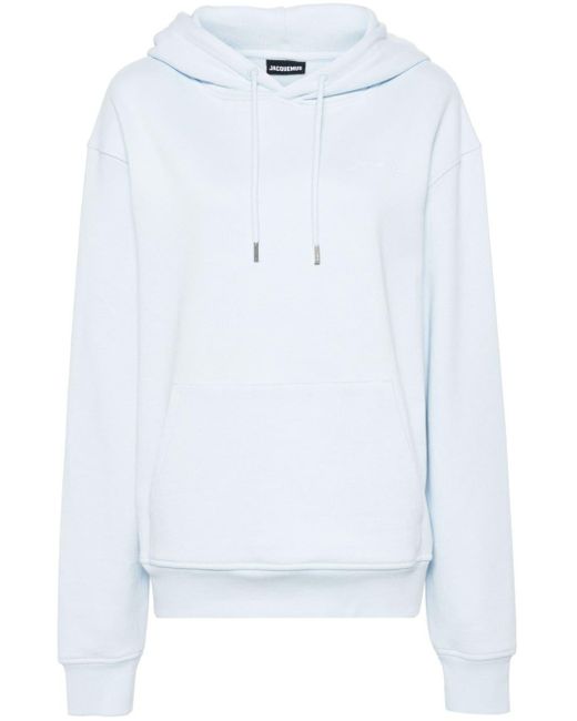Jacquemus White Logo-embroidered Cotton Hoodie