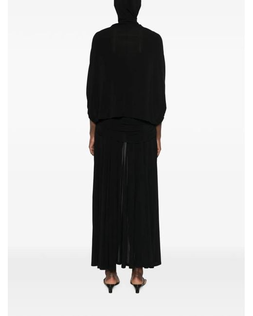 Jean Paul Gaultier Black Draped Logo-Patch Maxi Dress
