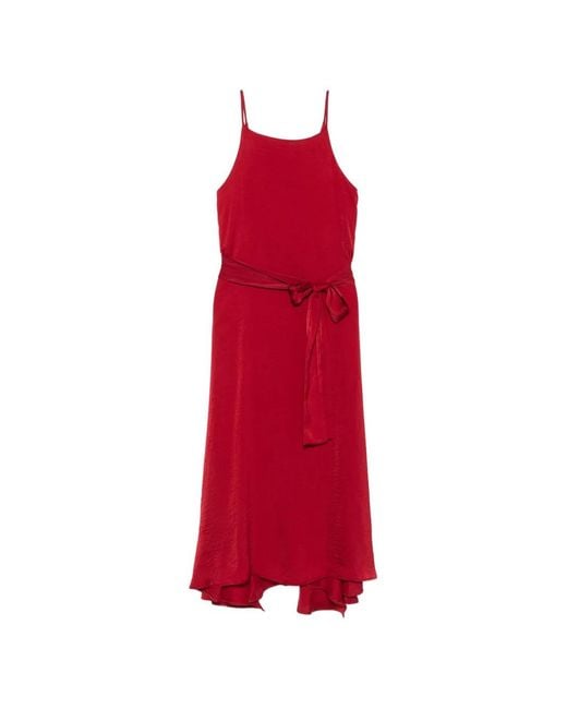 MOUTAKI Red Square-Neck Midi Dress
