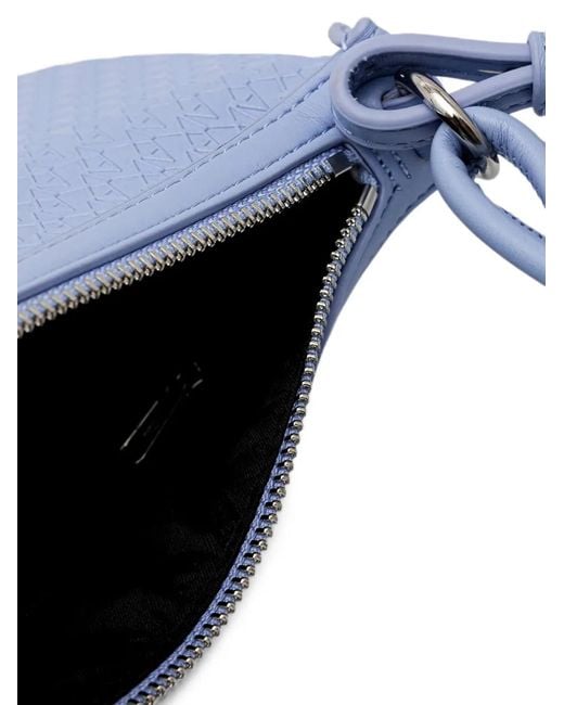 ARMANI EXCHANGE Blue Mini Monogram-Embossed Braided-Handle Shoulder Bag