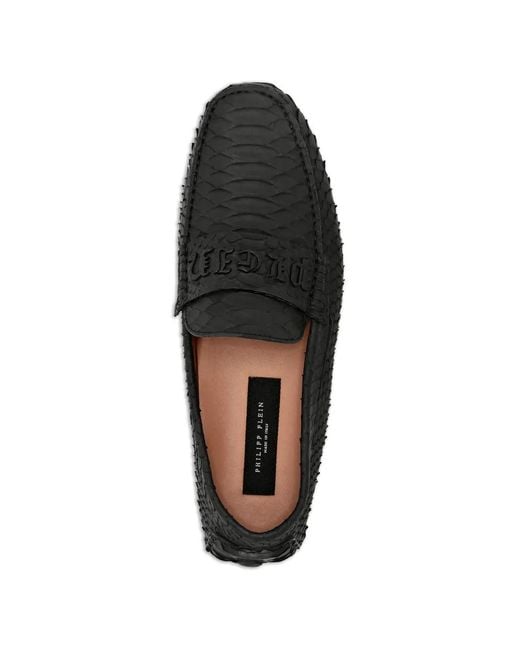 Philipp Plein Black Python-Skin Loafers for men