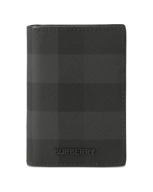 Burberry Black Check Folding Card Case for men