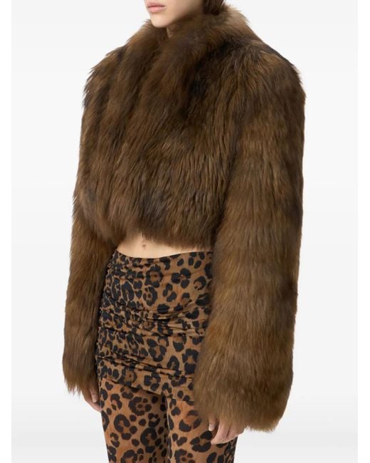 Blumarine Brown Cropped Fur Jacket