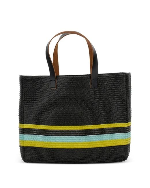 Plan C Black Raffia Tote Bag