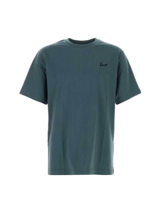 KENZO Blue Signature Embroidered T-Shirt for men