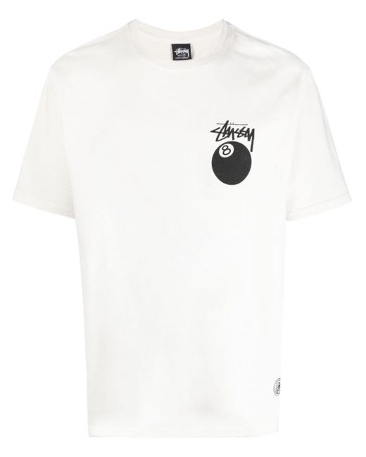Stussy White Test Strike Pigment Dyed T-shirt for men