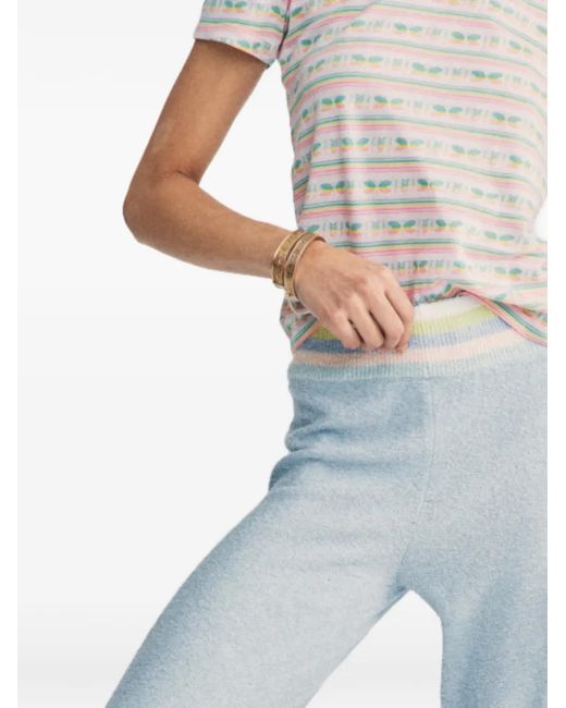 LoveShackFancy Blue Striped-Trim Track Pants