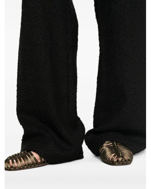 Magda Butrym Black Bouclé-Knit Wide-Leg Trousers