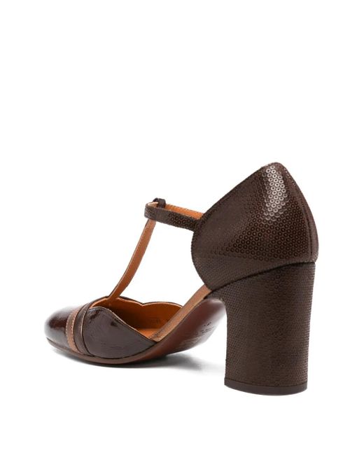 Chie Mihara Brown 65Mm Miver Sequin-Embellished T-Bar Pumps