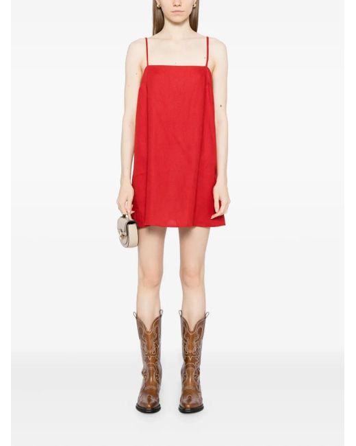 Reformation Aubree Linen Dress in Red | Lyst Reformation Aubree Linen Dress in Red | Lyst