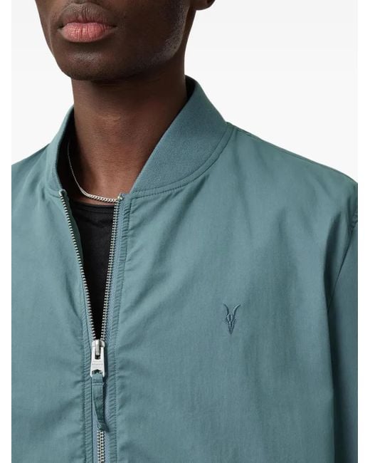 AllSaints Blue Logo-Embroidered Bomber Jacket for men