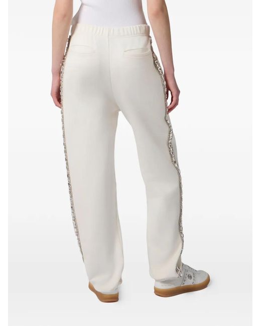 Philipp Plein White Crystal-Embellished Track Pants