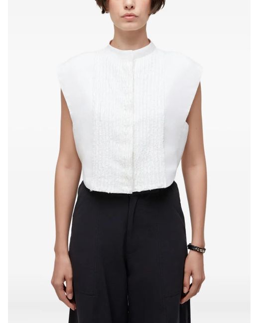 Osklen White Textured Panelled Sleeveless Blouse