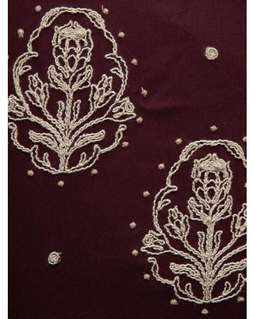 Robe Mi-Longue À Fleurs Brodées Agua Bendita en coloris Red