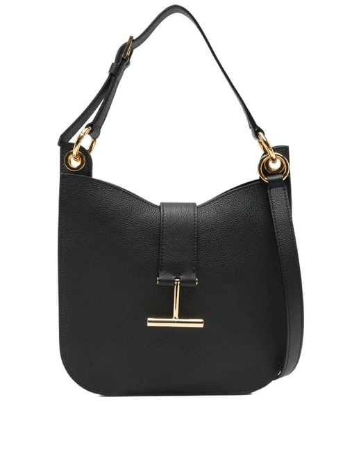 Tom Ford Black Tara T-Bar-Buckle Shoulder Bag